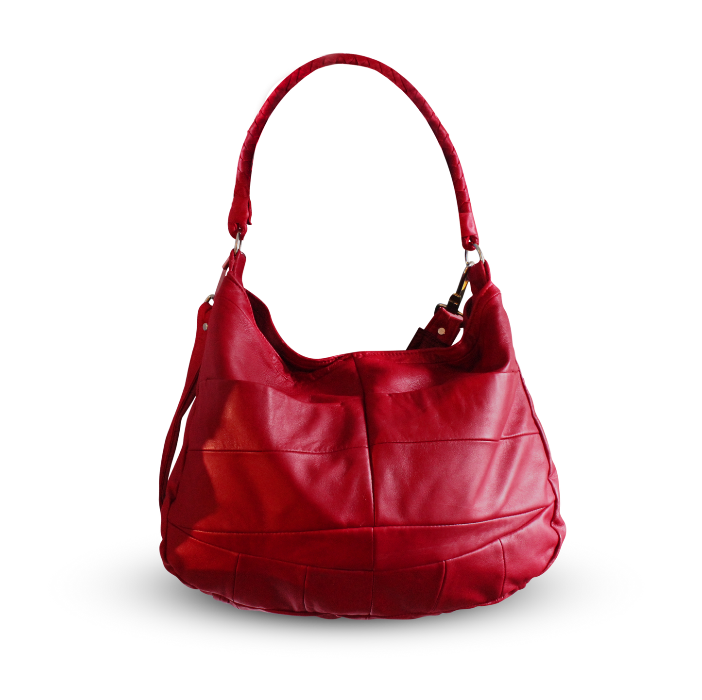 red leather hobo bag